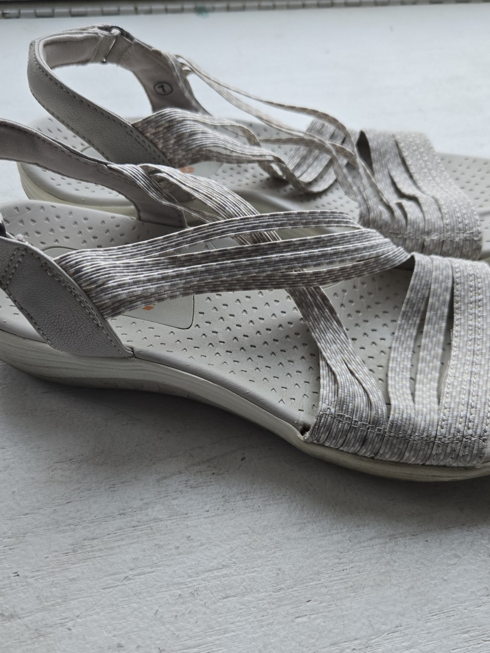 Skechers Women's Metallic Gray Strappy Comfort Sandals - Picture 9 of 16